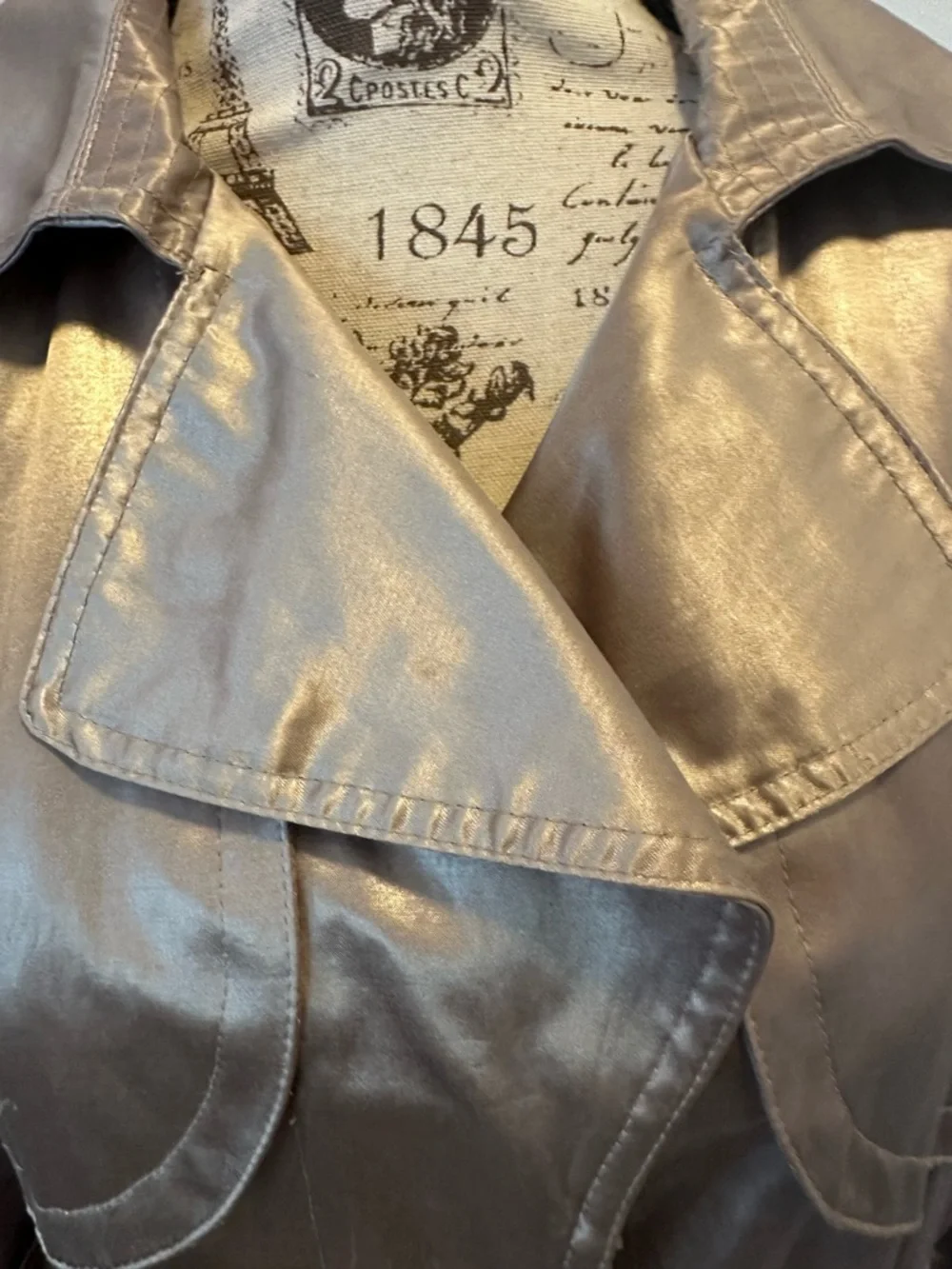 Metallic Gold Trench Coat with Belt - Picture 11 of 14